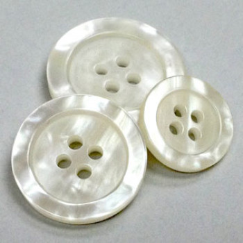P-0395-White Pearly Fashion Button, 13/16"